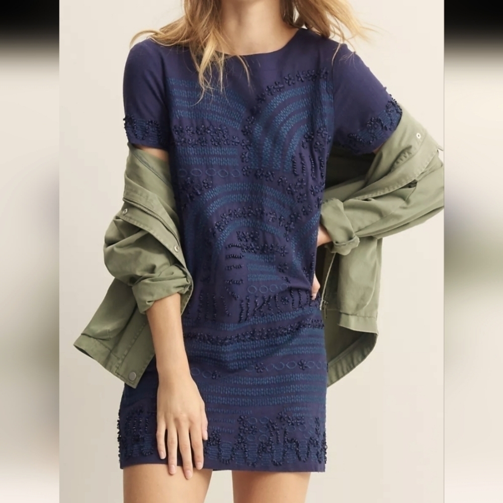 Anthropologie Rae Embroidered Shift Dress Size 14P